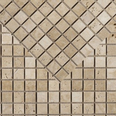 Classic Light Tumbled & Unfilled Travertine Mosaic Sample